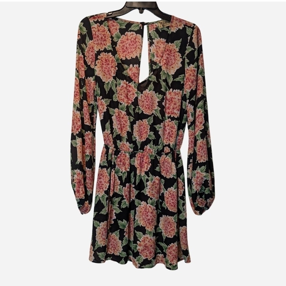 Pre-owned Show Me Your MuMu Black Floral Long Sleeve Dress - Picture 2 of 7